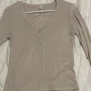 Garage Beige Long Sleeve Top